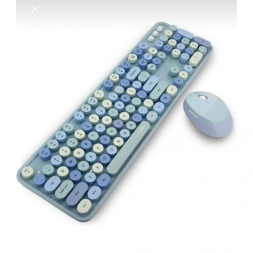 Ergonomik Mavi Klavye Mouse Seti - Modern Tasarım
