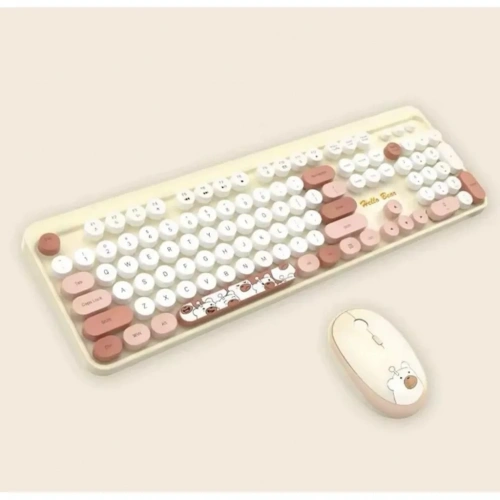Ergonomik Sütlü Çay Klavye Mouse Seti Mor Renkli