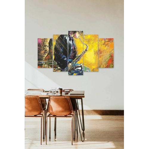 Erkek Müzik Saksafon 5 Parçalı Mdf Tablo