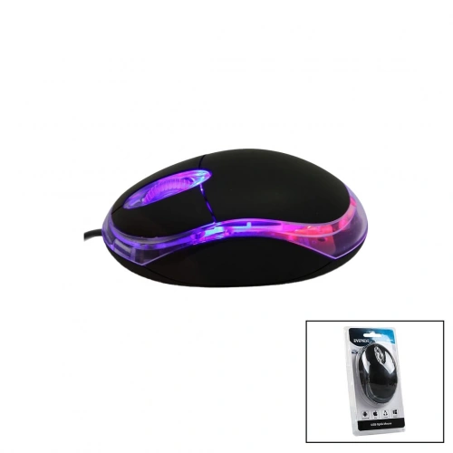 EVEREST KM-6809  KABLOLU USB - IŞIKLI  SİYAH OPTİK MOUSE  1200 DPI   VAKUMLU AMBALAJ  110CM KABLO (5365)