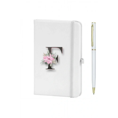 F Harfi Çiçek Desen Baskılı Defter