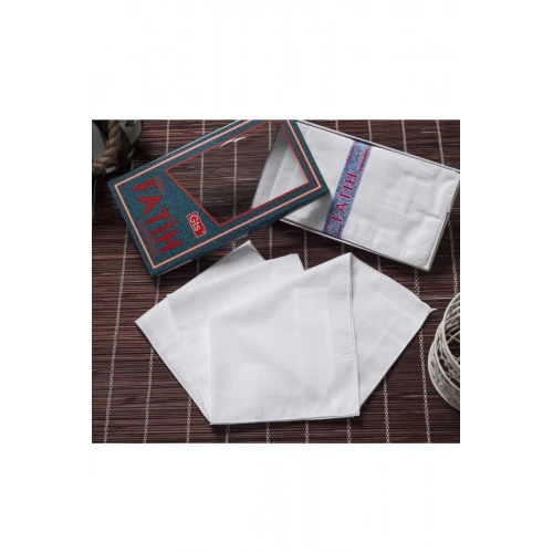 Fatih Kutulu 40x40 cm 12 Pieces Fabric Handkerchief White