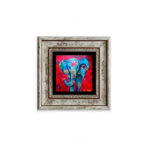 Fil Çerçeveli Taş Tablo 20 cm