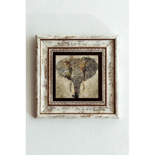 Fil Çerçeveli Taş Tablo , Çerçeveli Taş Duvar Dekoru-enkcrcvtbl-00105 20 cm