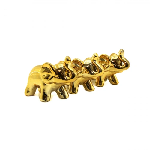 Elephant Design Figurine - Large Size - Ceramic - Shiny Gold
