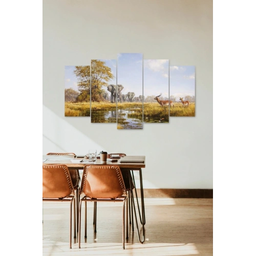 Filler ve Geyikler 5 Parçalı Mdf Tablo 60 x 100