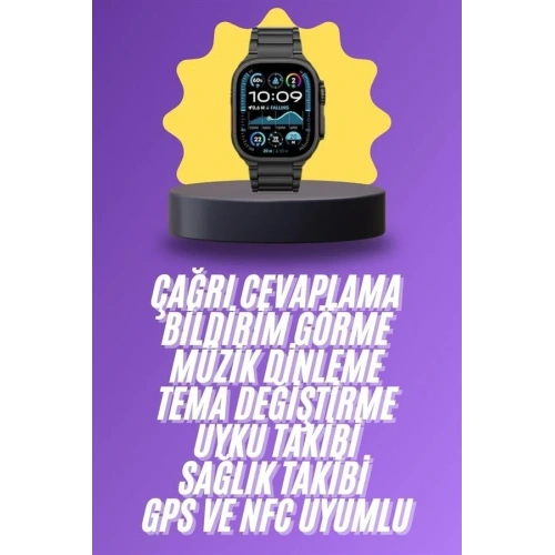 Fonksiyonel Akıllı Saat 3 Kordonlu Amoled Ekran Su Geçirmez