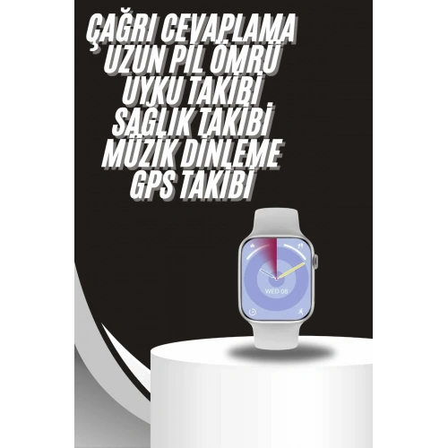 Fonksiyonel Akıllı Saat Gümüş Kasa Bluetooth Kulaklık Seti