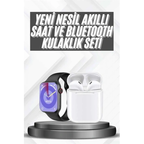Fonksiyonel Akıllı Saat Gümüş Kasa Bluetooth Kulaklık Seti
