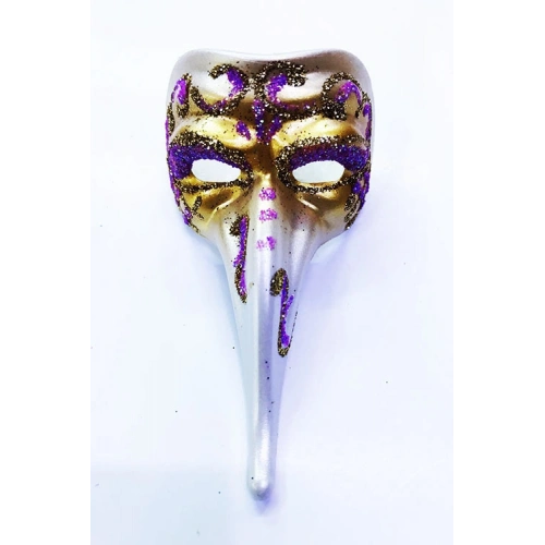 Fuşya Renk İşlemeli Seramik Venedik Uzun Maske Magnet