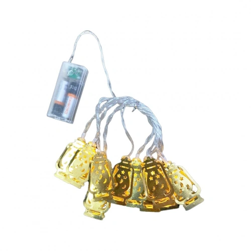 GAZ LAMBA MODEL=10PCS   GOLD METAL   PİLLİ  DEKORATİF LED IŞIK - LAMBA  2MT KABLO (5365)