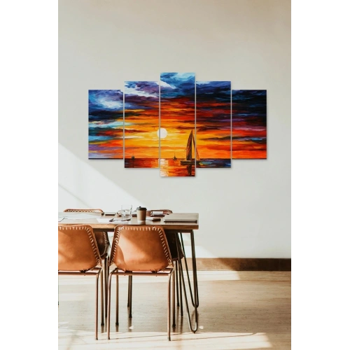 Gece Deniz Manzarası 5 Parçalı Mdf Tablo 60 x 100