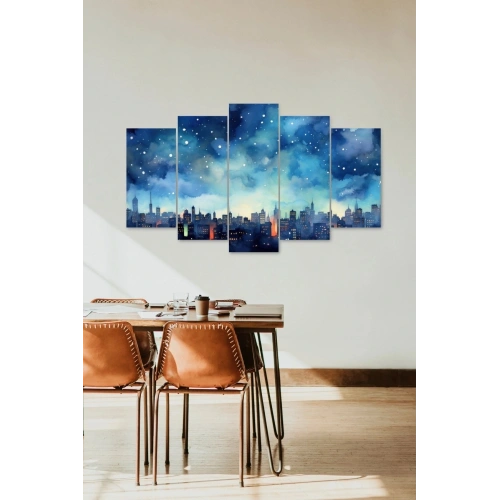 Gece Manzarası 5 Parçalı Mdf Tablo 60 x 100