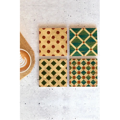 Geometrik Şekiller Taş Bardak Altlığı