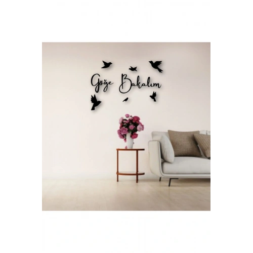 Göğe Bakalım Yazlı Ahşap Duvar Tablo