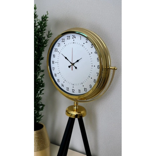 Gold 24 Saat Göstergeli Özel Tasarım Tripod Ayaklı Saat