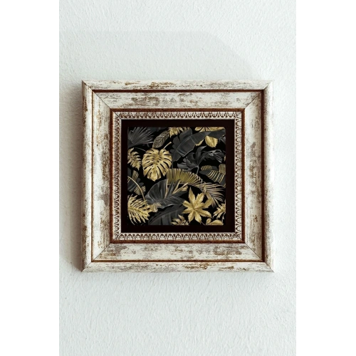 Gold Desenli Çerçeveli Taş Tablo , Çerçeveli Taş Duvar Dekoru-enkcrcvtbl-00168 20 cm