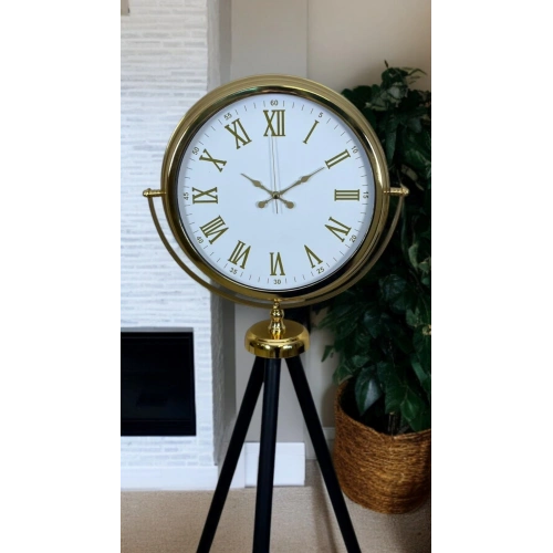 Gold Göz Alıcı Tripod Ayaklı Duvar Saati