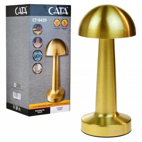 GOLD Mushroom Lamp CT-8429 Lisbon 3 Color Rechargeable Desk Lamp (5365)