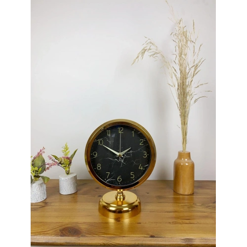 Gold Metal Mermer İlhamı Masa Saati 25×20 cm