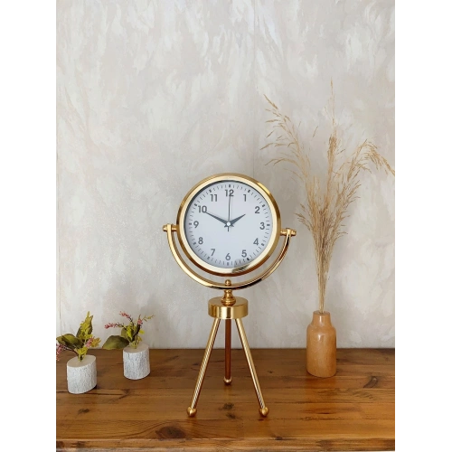 Gold Metal Mini Tripod Lüks Masa Saati 45×26 cm