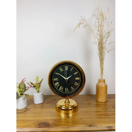 Gold Metal Sade Masa Saati 25×20 cm