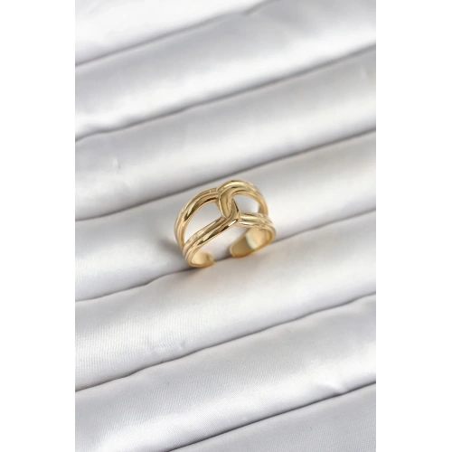 Gold Renk Düğüm Yüzük Çelik