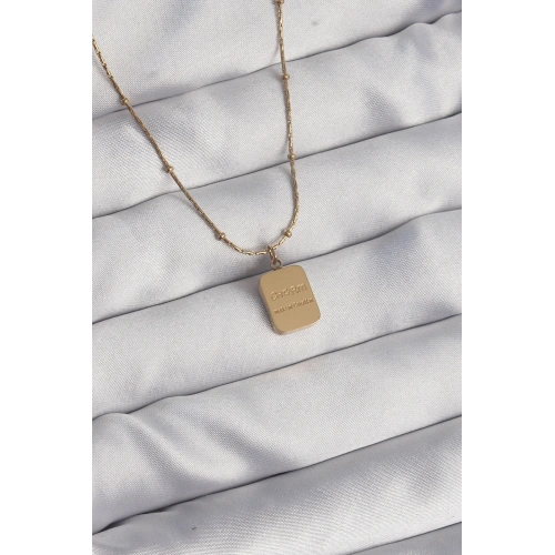 Gold Renk Kare Charm Çelik Takı