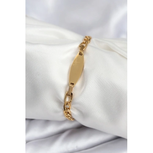 Gold Renk Oval Kadın Bileklik 18 Cm