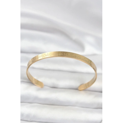 Gold Renk Yazılı Çelik Bileklik 1 Adet
