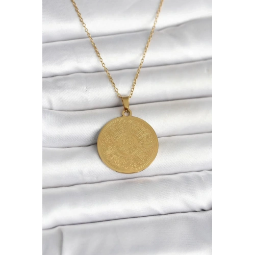 Gold Renk Yazılı Kolye 1 Adet Çelik