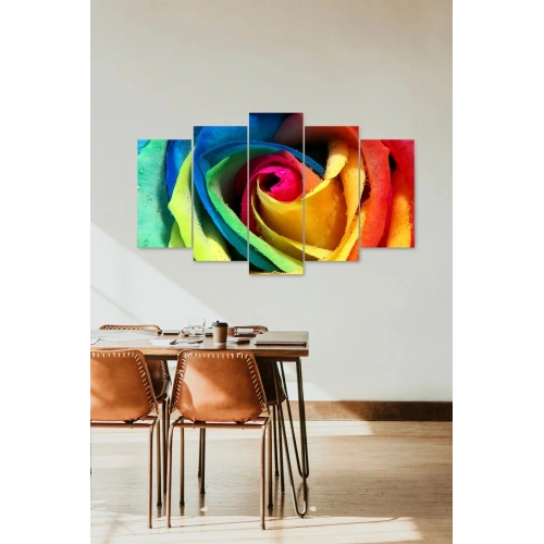 Gül Manzarası Retro 5 Parçalı Mdf Tablo 60 x 100