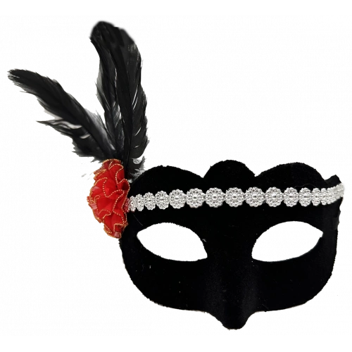 Silver Lace Red Rose Design Party Mask