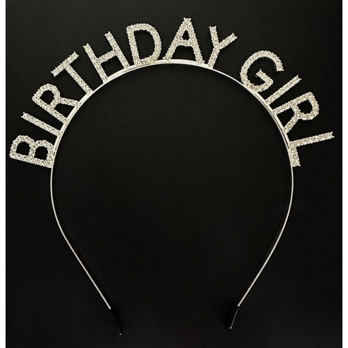 Gümüş Kristal Taşlı Birthday Girl Doğum Günü Tacı İthal Ürün A Kalite 17x16 cm (5365)
