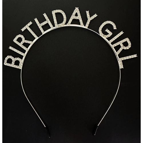 Gümüş Kristal Taşlı Birthday Girl Doğum Günü Tacı İthal Ürün A Kalite 17x16 cm (5365)