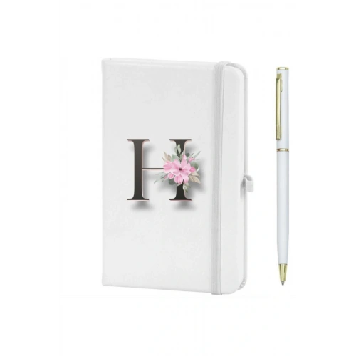 H Harfi Çiçek Desen Baskılı Defter