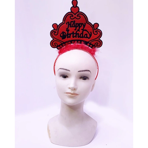 Happy Birthday Neon Kırmızı Renk Doğum Günü Tacı 24x15 cm (5365)