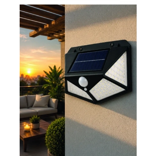 Hareket Sensörlü Güneş Enerjili Led Dış Mekan Duvar Lambası