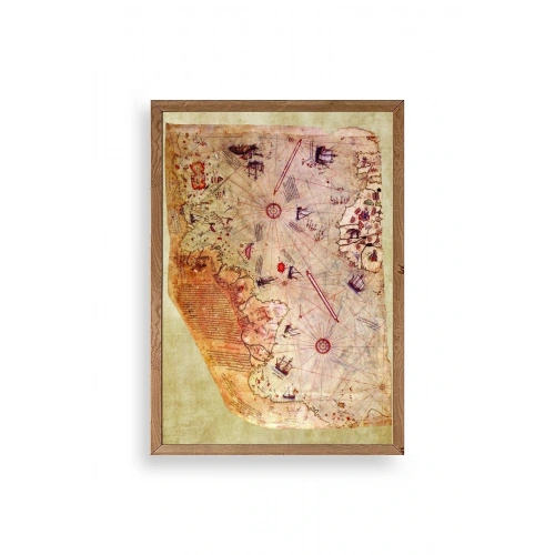 Harita Ahşap Çerçeveli Tablo 17 x 23