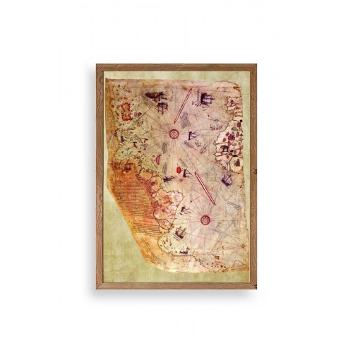 Harita Ahşap Çerçeveli Tablo 30 x 42