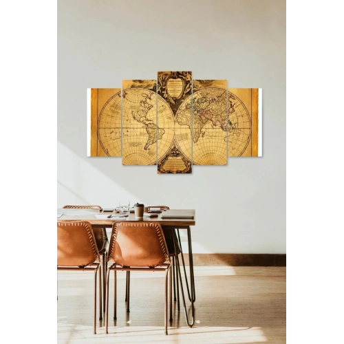 Haritalar 5 Parçalı Mdf Tablo 60 x 100