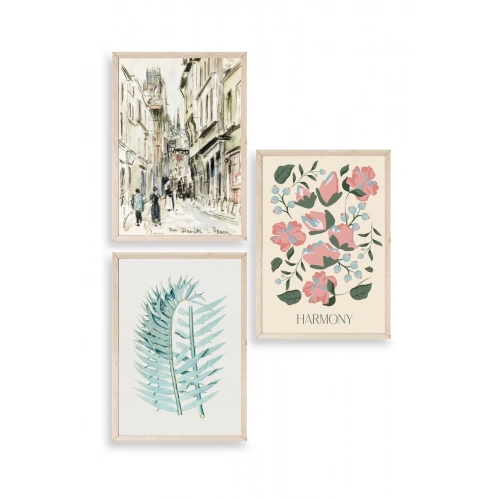 Harmony Üçlü Ahşap Çerçeveli Tablo 23 x 30