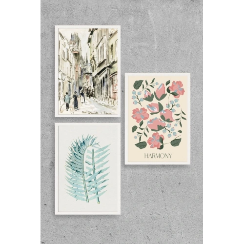 Harmony Üçlü Ahşap Çerçeveli Tablo 30 x 40