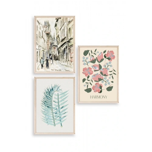 Harmony Üçlü Ahşap Çerçeveli Tablo 30 x 40