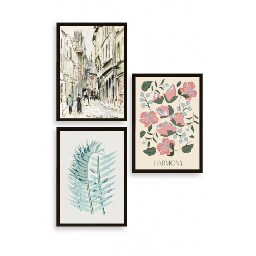 Harmony Üçlü Ahşap Çerçeveli Tablo 50 x 70