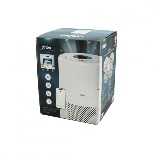 HAVA TEMİZLEME CİHAZI BEYAZ 3 KADEME FİLTRELEME OTOMATİK FAN UV AYDINLATMA SESSİZ UYKU MOD WİFİ UZAKTAN KONTROL SAP-5508 (5365)