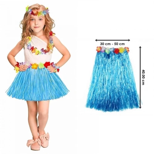 Hawaii Hula Eteği Mavi Renk 40 cm (5365)