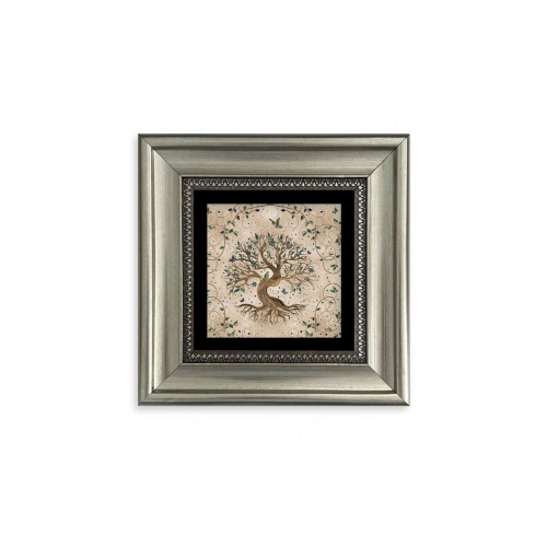 Hayat Ağacı Çerçeveli Taş Tablo 20 cm