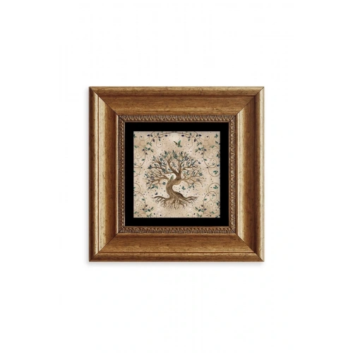 Hayat Ağacı Çerçeveli Taş Tablo 20 cm