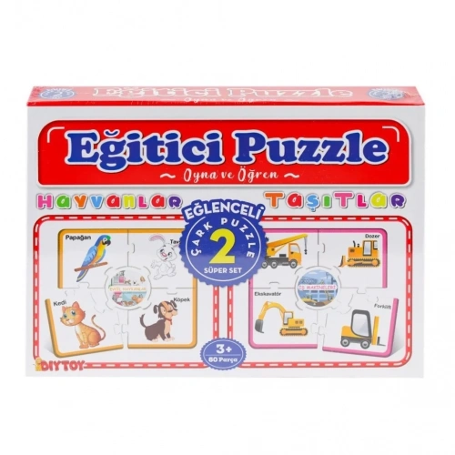 Hayvanlar Ve Taşıtlar Temalı 60 Parça Çark Puzzle